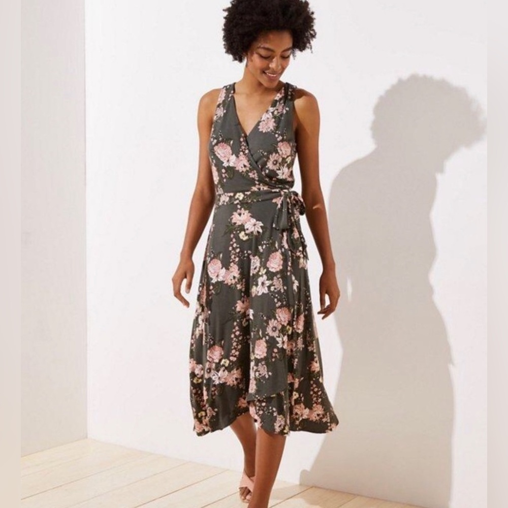 LOFT Floral Maxi Wrap Dress